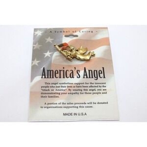 VTG America's Angel Lapel Pin ~ Patriotic USA  ~ Badge Hat Vest Tac Pin
